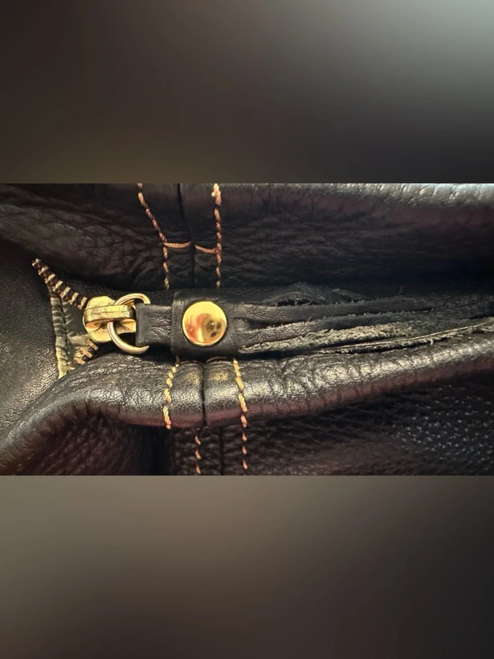 Kate Landry Black Leather Hobo Bag with Tortoiseshell Chain Strap zip top